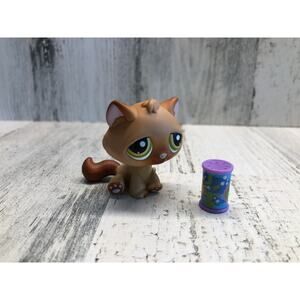 Littlest Pet Shop LPS Vintage Brown Cat Green Eyes 194